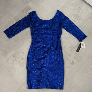My Michelle Royal Blue Sequin Long Sleeve Dress